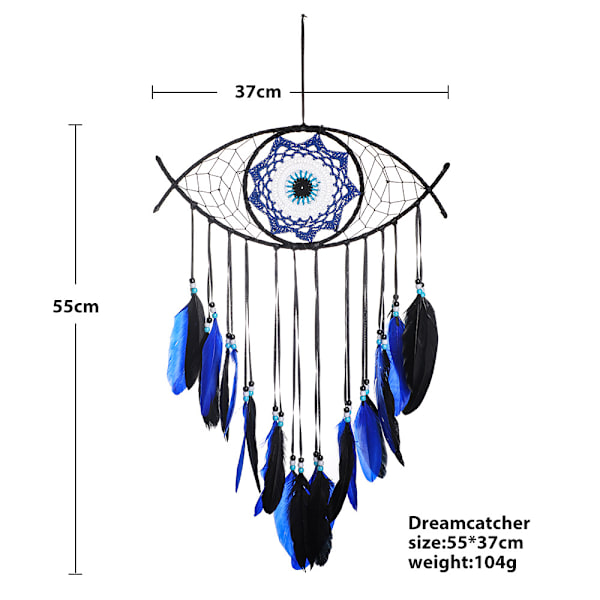 Macrame Evil Eye Dream Catcher Håndvævet Hvide Fjer Dreamcat