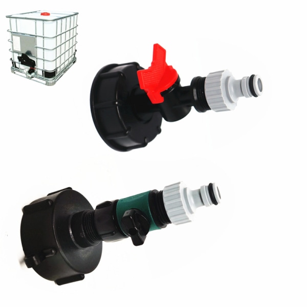 Liitäntä 1000 litran IBC-säiliöön, jossa S60x6 ja 3/4 adapteriventtiili
