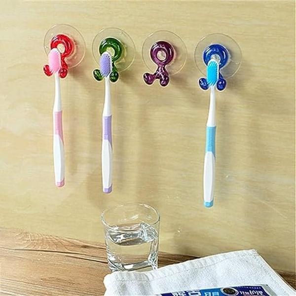 Tandborsthållare med sugkopp 4 st Väggmonterad tandborste