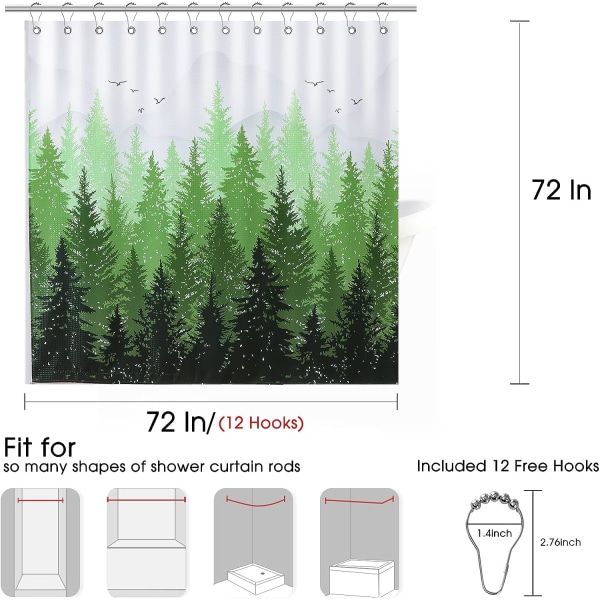 Grønn dusjforheng Dusjforheng Fjellskog Natur Tre S