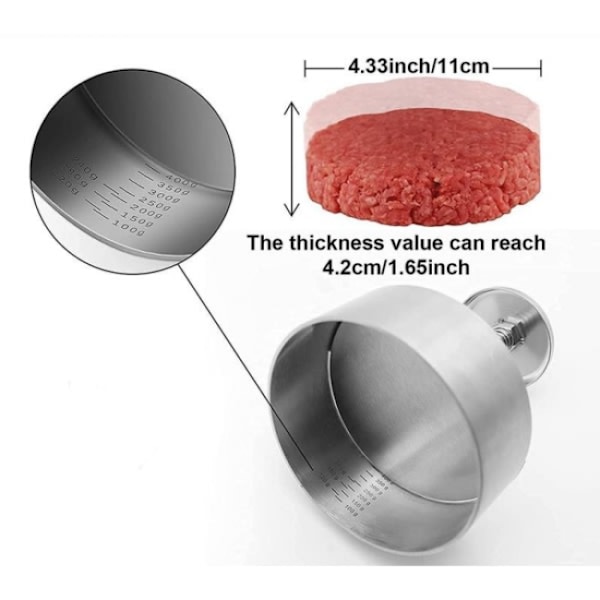 Rustfri hamburgerpresse 304 Form til Burger-11,5*4,5cm