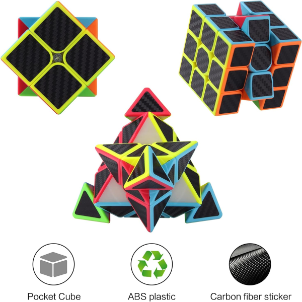 Speed ​​Cube Set, Puzzle Cube Bundle av 2x2 3x3 4x4 Pyramid Speed