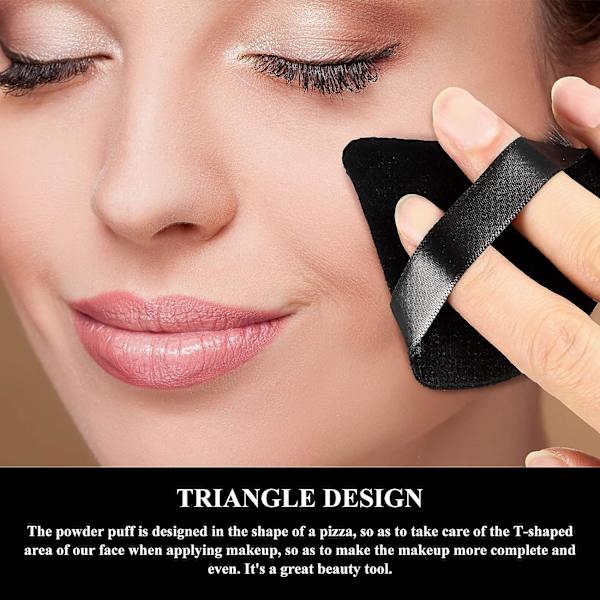 (Svart) 12 Puff Triangle Ansiktsmakeup Puff för Löst Puder Foundat