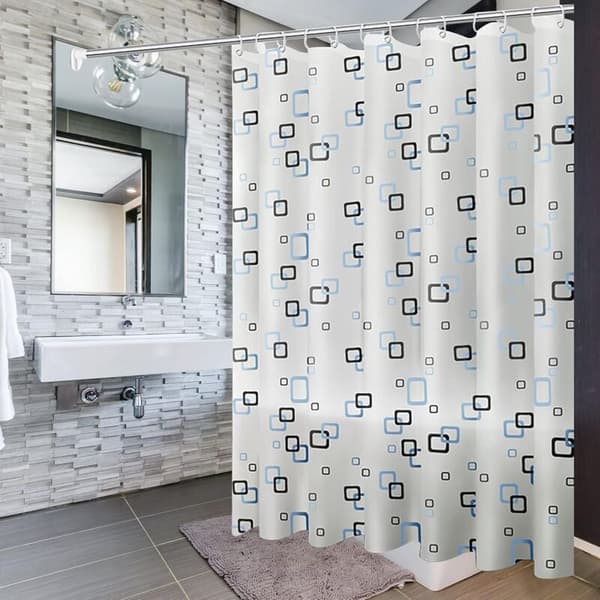 Duschdraperi, 200x200 cm, duschdraperifoder med krokar och l