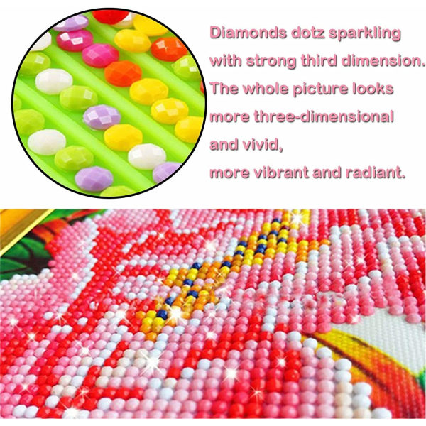 5D DIY Diamond Art Painting Kit Full drill for barn, voksne, Flowe