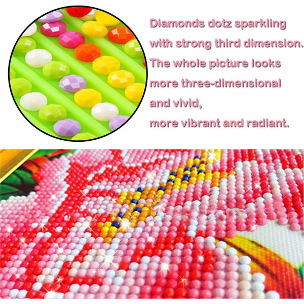 5D DIY Diamond Art Painting Kit Full Drill för Barn Vuxna, Flowe