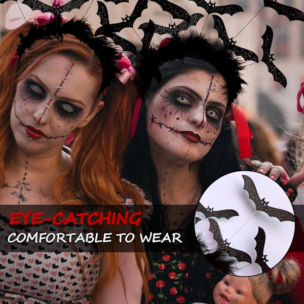 1 kpl musta lepakkohiuspanta, Halloween-hiuspantoja, sopii lapsille