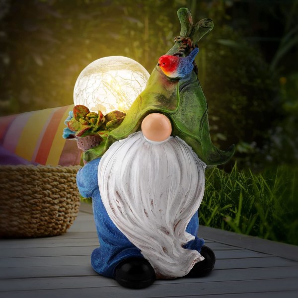 Garden Gnome Statue, Hand Painted Outdoor Garden Ornaments Waterp