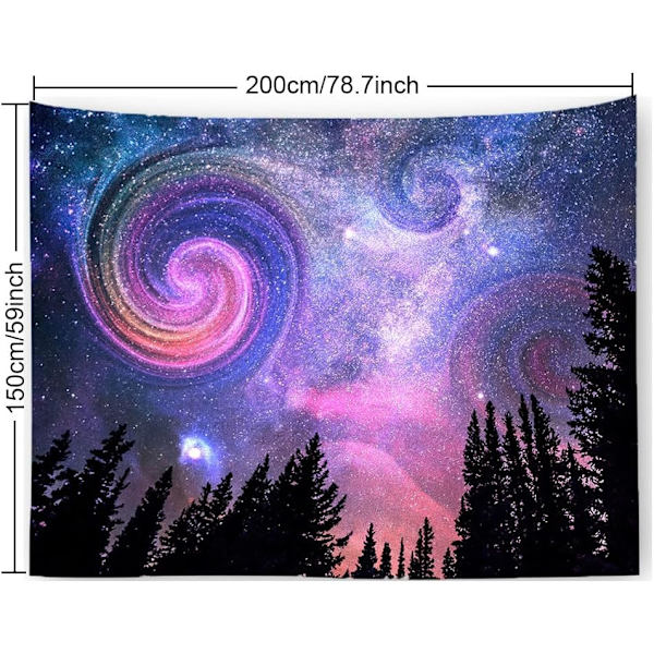 (150x200cm,59\"X79\") Metsä tähtitaivas seinävaate psykedeelinen P