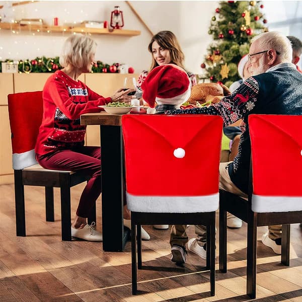 8 st julstolsöverdrag, tomteluva stolsöverdrag, tomte