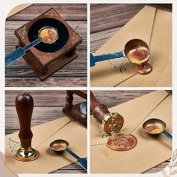 Elite 1 stk. DIY voksforseglingsstempel i tre, alfabet skrapbok messing st