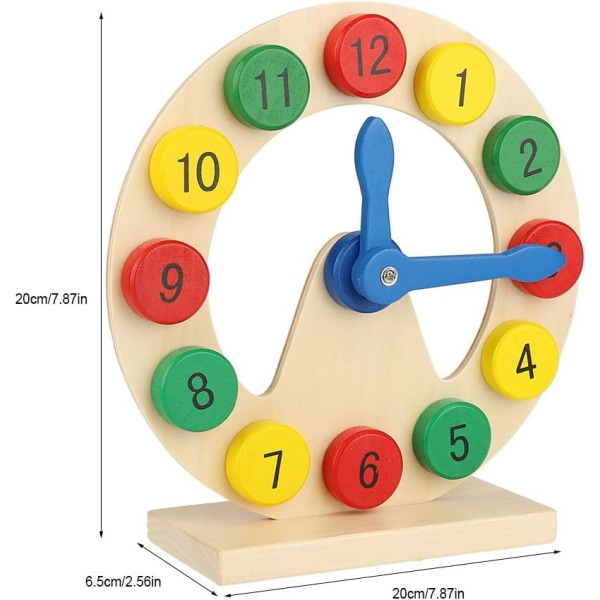 Læringsklokke av tre, Klokkeleketøy Fargerik Tid 1-12 Tall Tidlig
