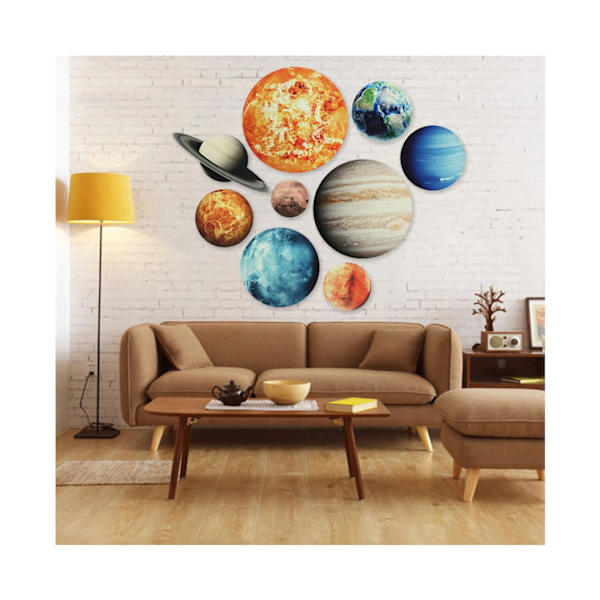 9 stk. Glow in the Dark Solsystem Planeter Vægklistermærker Decal Ki