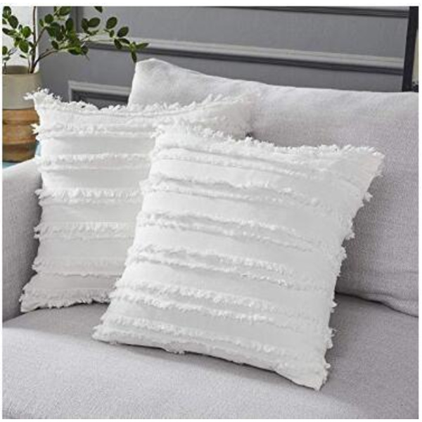 Set med 2 45 x 45 cm, Elfenbensvita kuddfodral för soffa soffa Ch