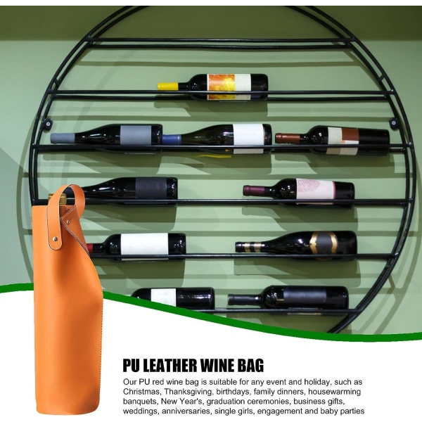 Vintaske, PU-læder 750 ml enkelt flaske vintaske med håndtag, W