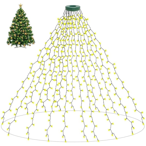 1,75 m juletrælys med ring, 16 strenge 400 LED julelys
