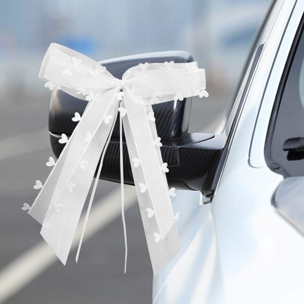 30 Pieces White Wedding Car Bow Wedding Car Decoration Wedding Bo