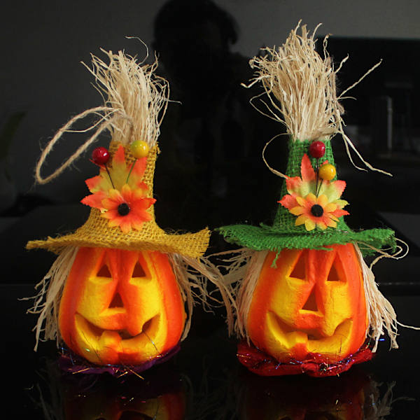 2 stk. (A) Halloween skumgresskarlykt Jack Gresskar blinkende