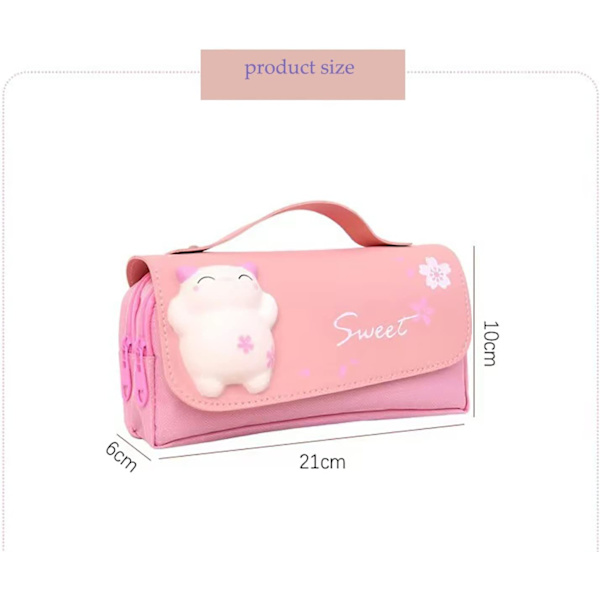Söt Kawaii Squishy Katt Pennfodral Väska Skolmaterial Pennaväska