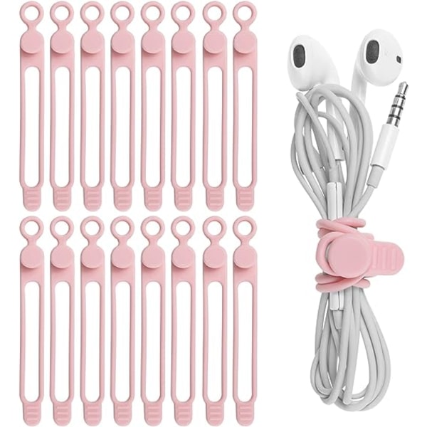 16 Pack Silicone Cable Straps for Earphone, Phone Charger, Comput