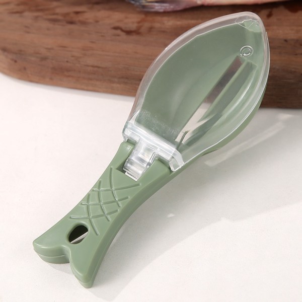 1PC Green Fish Skin Brush, Skin Peeler with Transparent Cover, Qu