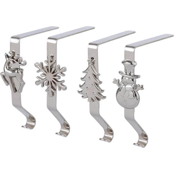 4-pack julstrumpehängare, ren, snöflinga,