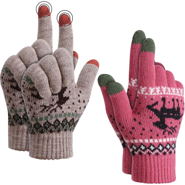 Vinterstickade varma handskar Unisex pekskärm, thermal elastisk F