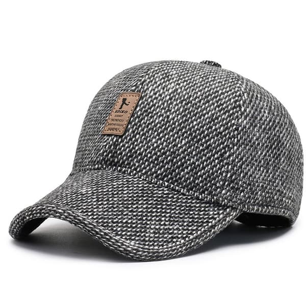 Grå varm golfcaps for menn, vinterlue, utendørs justerbar baseballcaps