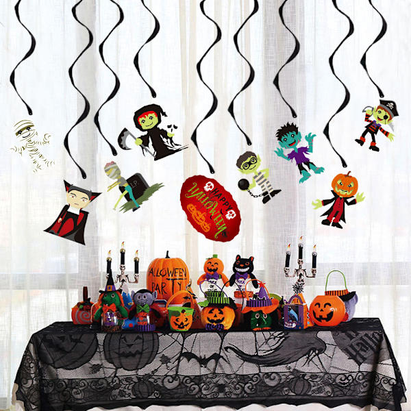 8 stk. græskar hængende hvirvel dekoration, loft hvirvel Halloween del