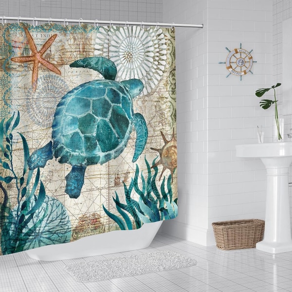 1 st marin sköldpadda mönster duschdraperi Anti-mögel dusch Curta