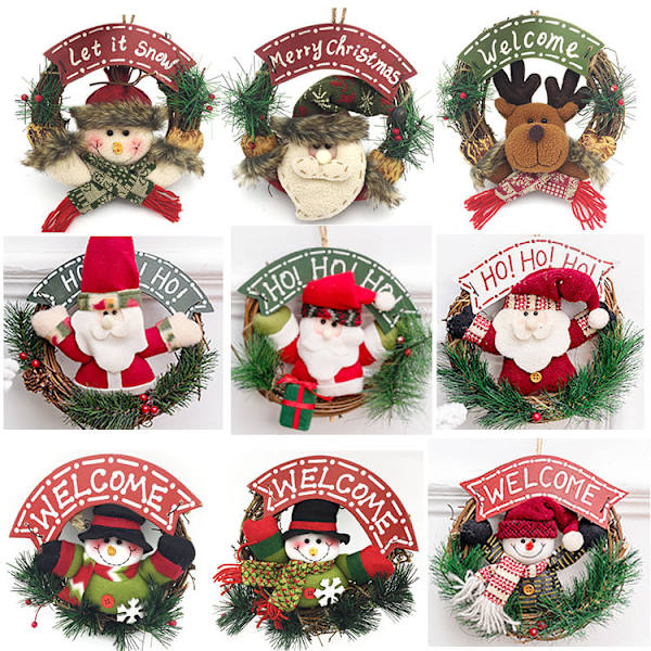1 st jul hängande rottingkrans snögubbe/tomte krans vint