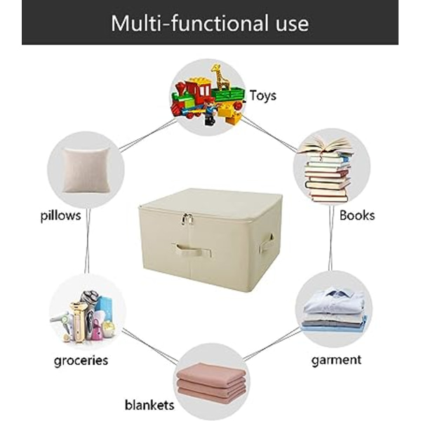 Beige, 1-pak sammenleggbare Jumbo Canvas oppbevaringsbeholdere, Tidy Y