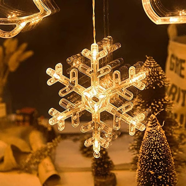 4 stk. Lysende julevinduer LED sugekopp Christm