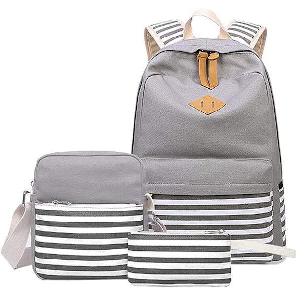 Causal Canvas Stripe Ryggsäck Söt Tonårsryggsäckar För Flickor Skola