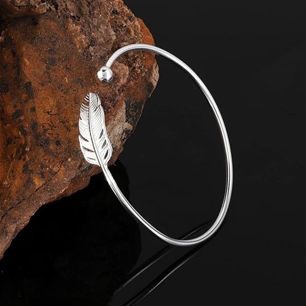 Silver, Justerbart Fjäder Silver Armband, Fidget Armband Jewel