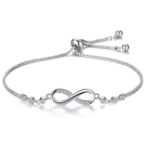 Sølv, 925 sølv Infinity-armbånd for kvinner, Infinity Heart Brac