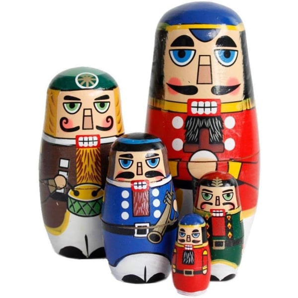 (Nutcracker Soldier) Wooden Nesting Doll Walnut Soldier Russian N