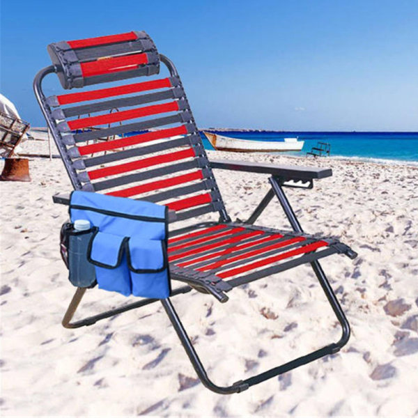 （blue）Camping Chair Hanging Bag Armrest Side Organizer Beach Mult