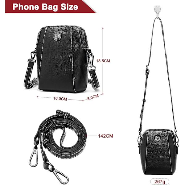 Naisten crossbody-laukku, pieni matkapuhelinlaukku, retro nahkainen crossbody
