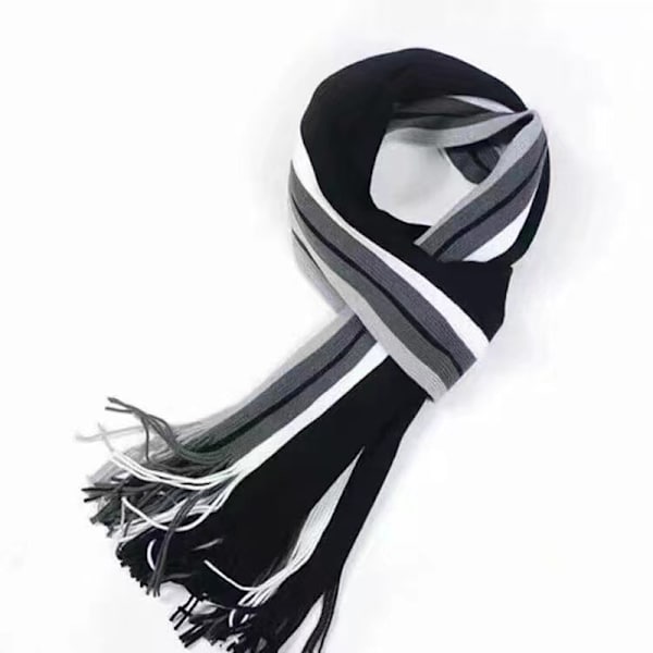 Svart, varm och trendig lång akrylullscarf för män, mjuk a