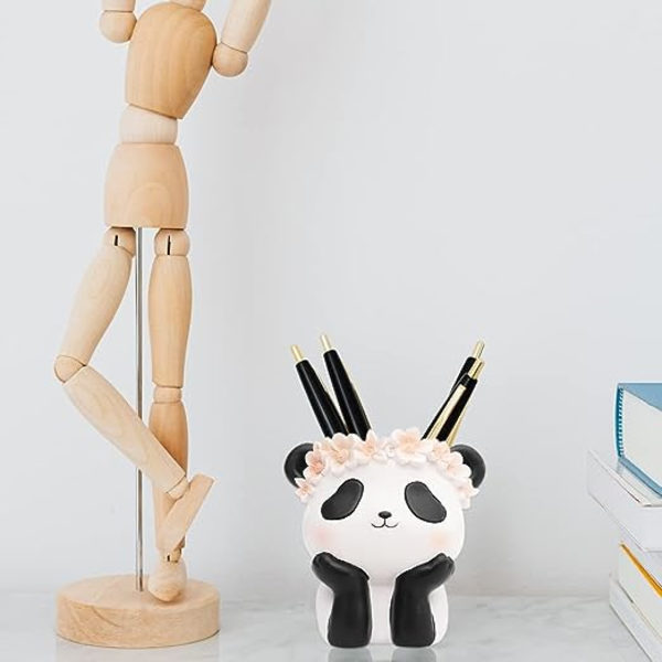 1 st söt panda pennhållare i harts, djurpenna kopp pennhållare P