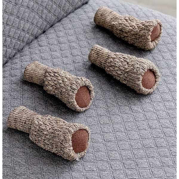 Khaki 16 st stolsbensskydd med filt dynor stickade hög elastiska F