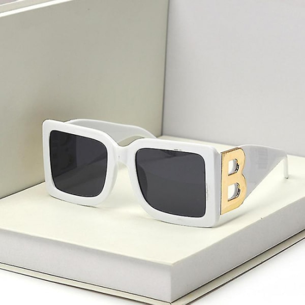 Hvid New Fashion Oversized Letter B Square Luxury Trend solbrille
