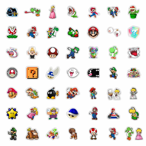 50 autokollanter af dessin animé Super Mario Mario, autokollanter é