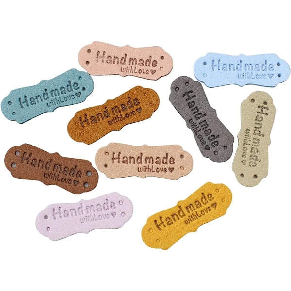 40 stk. Håndlavede PU læder tags, Håndlavede beklædningsgenstande DIY etiket, S