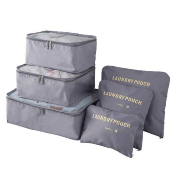 Set med 6 packpåsar för resväskor, grå