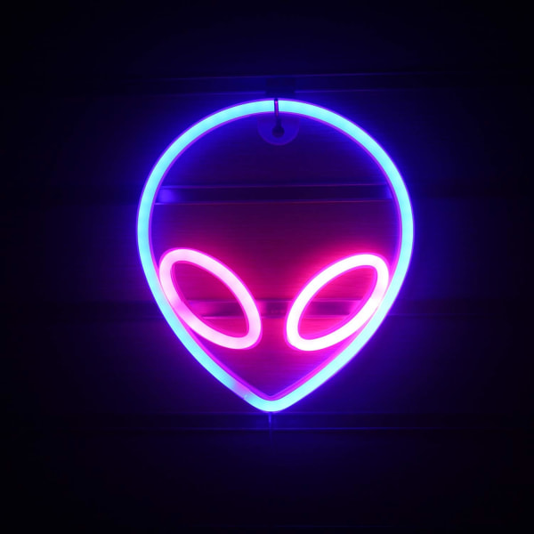 Alien Head LED Neon Väggskylt Rosa Blå LED Väggskylt för sovrum