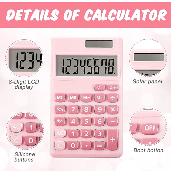 2 stk. Standard kalkulatorer Mini digital skrivebords kalkulator