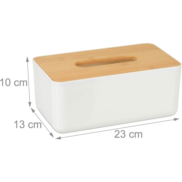 Tissue box, serviet dispenser, plastik, bambus, HLP 10 x 23 x 13 cm,