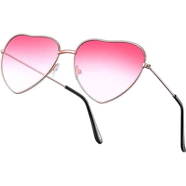 Hjärtformad metallram hippie vintage solglasögon, roséguld fra